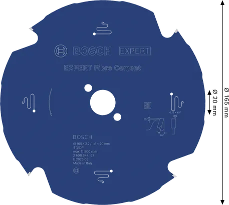 BoschEXPERT 纤维水泥圆锯片，直径 165 毫米。